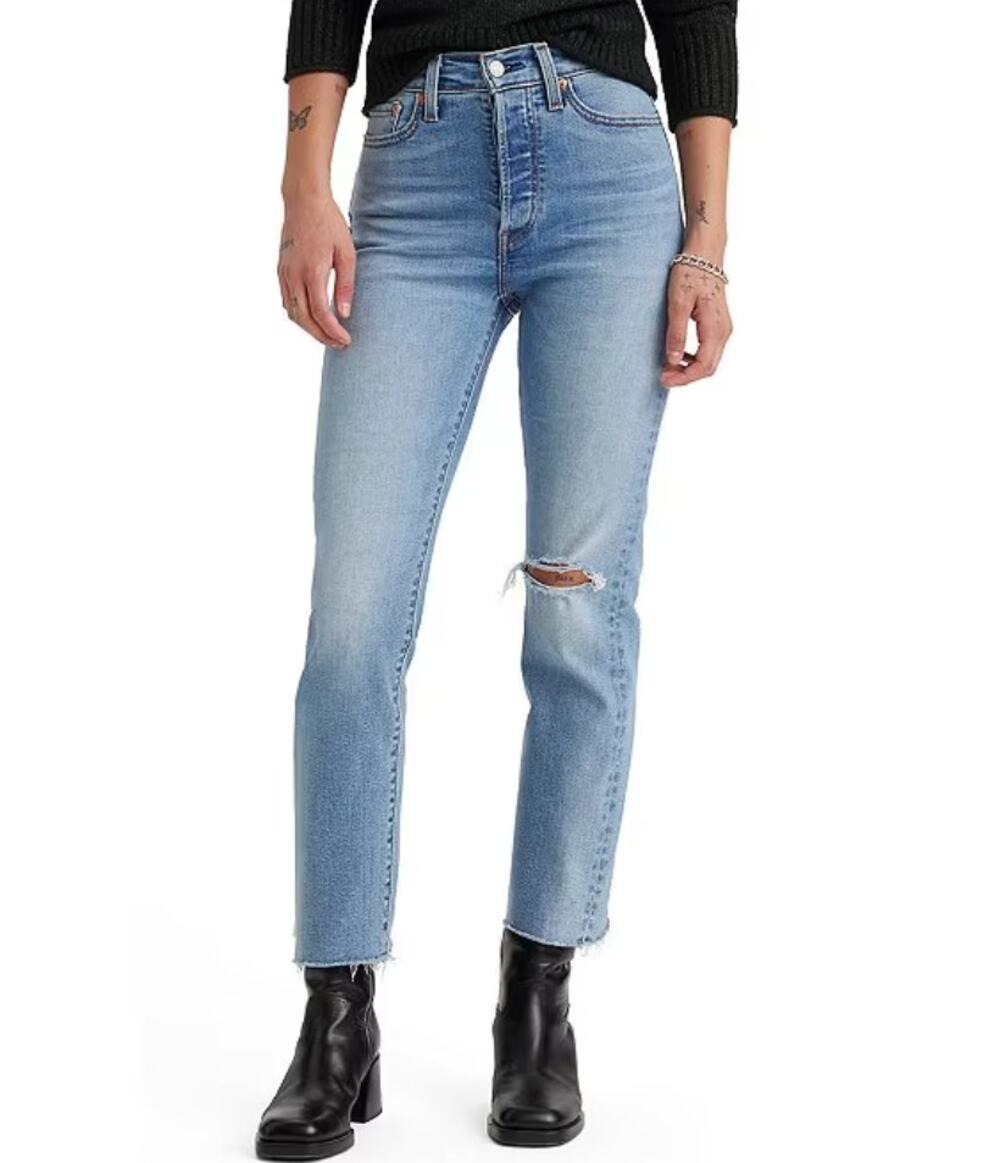 LEVI'S Wedgie High Rise Button Fly Raw Hem Jeans 31
